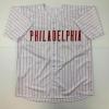 imageFacsimile Autographed Trea Turner Philadelphia Pinstripe Reprint Laser Auto Baseball Jersey Size Mens XL