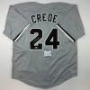 imageAutographedSigned Joe Crede Chicago Grey Baseball Jersey Beckett BAS COA