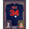 imageFramed AutographedSigned David Ortiz 33x42 Boston Blue Baseball Jersey Beckett BAS COA