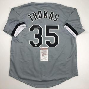 imageAutographedSigned Frank Thomas Chicago Grey Baseball Jersey JSA COA