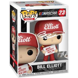 imageBill Elliott 23 Facsimile Signed Reprint Laser Autographed Funko POP NASCAR Figurine with Protector Case