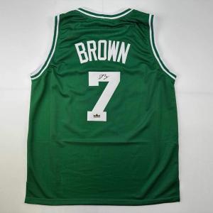 imageFacsimile Autographed Jaylen Brown Boston Green Reprint Laser Auto Basketball Jersey Size Mens XL