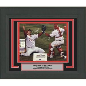 imageFramed AutographedSigned Brad Lidge amp Carlos Ruiz Dual 2008 World Series Philadelphia Phillies 16x20 Baseball Photo JSA COA