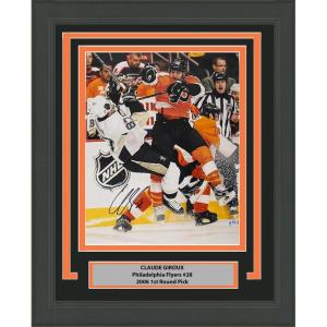 imageFramed AutographedSigned Claude Giroux Philadelphia Flyers Sidney Crosby Hit 16x20 Hockey Photo PSADNA COA