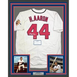 imageFramed AutographedSigned Hank Henry Aaron 35x39 Atlanta Baseball Jersey Steiner COA