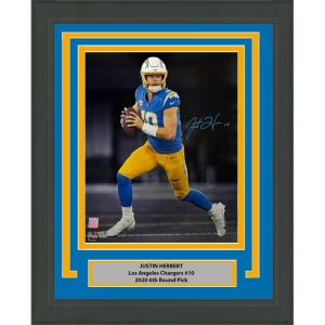 imageFramed AutographedSigned Justin Herbert Los Angeles Chargers 16x20 Football Photo Fanatics COA