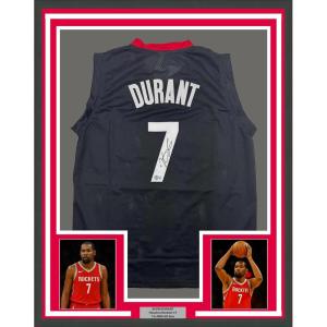 imageFramed AutographedSigned Kevin Durant 35x39 Houston Black Basketball Jersey Beckett BAS COA