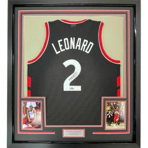 imageFramed Facsimile Autographed Kawhi Leonard 35x39 Toronto Black Reprint Laser Auto Basketball Jersey