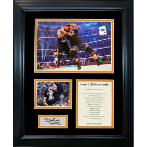 imageFramed Stone Cold Steve Austin Hall of Fame Facsimile Laser Engraved Signature Auto WWE 11x14 Wrestling Photo Sig Collage