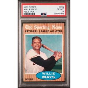 imageGraded 1962 Topps All Star Willie Mays 395 Baseball Card PSA 6 EXMT