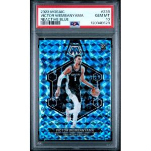 imageGraded 2023 Panini Mosaic Victor Wembanyama 238 Reactive Blue Rookie RC Basketball Card PSA 10 Gem Mint