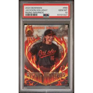 imageGraded 2024 Topps Bowman Jackson Holliday RI9 Rising Infernos Rookie RC Baseball Card PSA 10 Gem Mint
