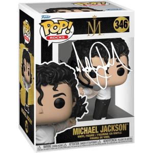 imageMichael Jackson 346 1993 Super Bowl Facsimile Signed Reprint Laser Autographed Funko POP Rocks Figurine with Protector Case