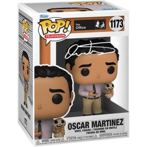 imageOscar Nunez Oscar Martinez With Scarecrow Doll 1173 Facsimile Signed Reprint Laser Autographed Funko POP TV The Office Figurine with Protector Case
