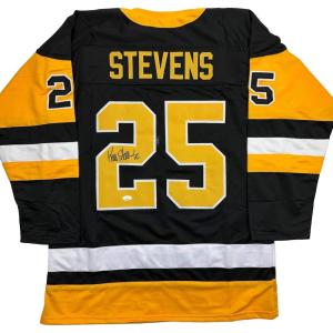 imageAutographedSigned Kevin Stevens Pittsburgh Black Hockey Jersey JSA COA