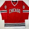 imageAutographedSigned Chevy Chase Clark Griswold Christmas Vacation Movie Chicago Red Hockey Jersey Beckett BAS COA