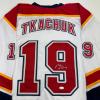 imageAutographedSigned Matthew Tkachuk Florida White Retro Hockey Jersey JSA COA