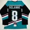 imageAutographedSigned Teemu Selanne Anaheim Black Retro Hockey Jersey JSA COA