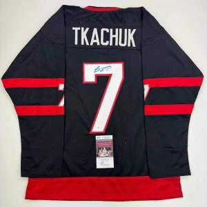 imageAutographedSigned Brady Tkachuk Ottawa Black Hockey Jersey JSA COA