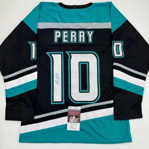 imageAutographedSigned Corey Perry Anaheim Black Retro Hockey Jersey JSA COA