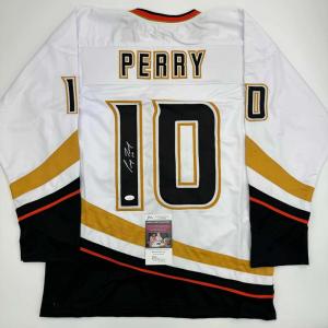 imageAutographedSigned Corey Perry Anaheim White Hockey Jersey JSA COA