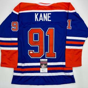 imageAutographedSigned Evander Kane Edmonton Blue Hockey Jersey JSA COA