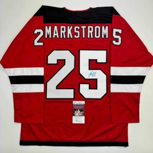 imageAutographedSigned Jacob Markstrom New Jersey Red Hockey Jersey JSA COA