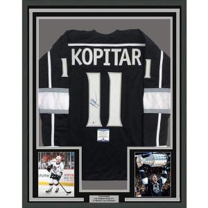 imageFramed AutographedSigned Anze Kopitar 33x42 Los Angeles LA Black Hockey Jersey JSA COA