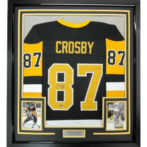 imageFramed Facsimile Autographed Sidney Crosby 35x39 Pittsburgh Black Reprint Laser Auto Hockey Jersey