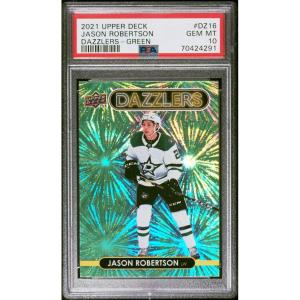 imageGraded 2021 Upper Deck Jason Robertson DZ16 Dazzlers Green Hockey Card PSA 10 Gem Mint