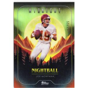 image2024 Topps Midnight Joe Montana NB20 Nightball Dusk 75 Football Card