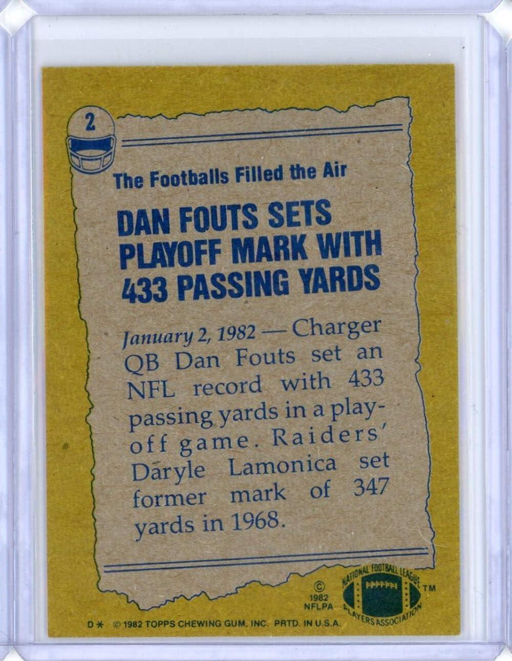 imageVintage 1982 Topps Record Breakers Dan Fouts 2 Football Card