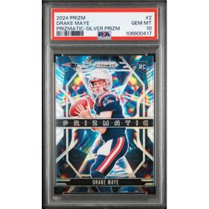 imageGraded 2024 Panini Prizm Drake Maye 2 Prizmatic Silver Prizm Rookie RC Football Card PSA 10 Gem Mint