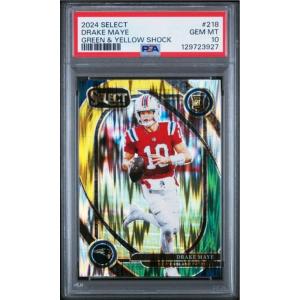 imageGraded 2024 Panini Select Drake Maye 218 Green amp Yellow Shock Rookie RC Football Card PSA 10 Gem Mint