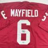imageAutographedSigned Baker Mayfield Oklahoma Crimson College Football Jersey Beckett BAS COA