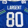 imageAutographedSigned Steve Largent HOF 95 Seattle Blue Football Jersey JSA COA
