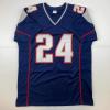 imageFacsimile Autographed Ty Law New England Blue Reprint Laser Auto Football Jersey Size Mens XL