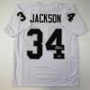 imageFacsimile Autographed Bo Jackson Oakland Las Vegas White Reprint Laser Auto Football Jersey Size Mens XL