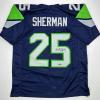 imageFacsimile Autographed Richard Sherman Seattle Blue Reprint Laser Auto Football Jersey Size Mens XL