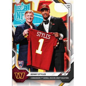 image2026 Topps Now Sonny Styles SSTY Commanders 7th Overall 2026 NFL Draft Selection Washington Commanders Rookie RC Football Card
