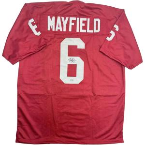 imageAutographedSigned Baker Mayfield Oklahoma Crimson College Football Jersey Beckett BAS COA