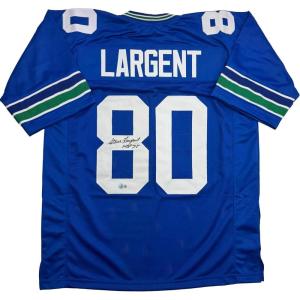 imageAutographedSigned Steve Largent HOF 95 Seattle Blue Football Jersey JSA COA