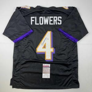 imageAutographedSigned Zay Flowers Baltimore Black Football Jersey JSA COA
