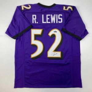 imageFacsimile Autographed Ray Lewis Baltimore Purple Reprint Laser Auto Football Jersey Size Mens XL