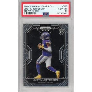 imageGraded 2020 Panini Chronicles Justin Jefferson PB9 Prizm Black Rookie RC Football Card PSA 10 Gem Mint