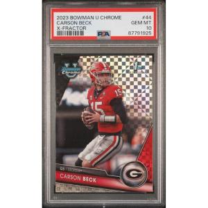 imageGraded 2023 Topps Bowman U Chrome Carson Beck 44 Xfractor Rookie RC Football Card PSA 10 Gem Mint