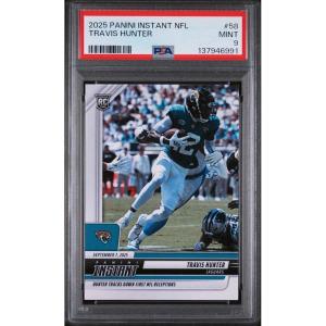 imageGraded 2025 Panini Instant Travis Hunter 58 Rookie RC Football Card PSA 9 Mint