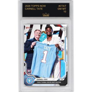 imageGraded 2026 Topps Now Carnell Tate CTAT Titans 4th Overall 2026 NFL Draft Selection Tennessee Titans Rookie RC Football Card HOFSM 10 Gem Mint