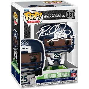 imageRichard Sherman 331 Facsimile Signed Reprint Laser Autographed Funko POP Football Legends Seattle Seahawks Figurine with Protector Case