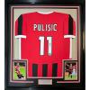 imageFramed Facsimile Autographed Christian Pulisic 35x39 AC Milan BlackRed Reprint Laser Auto Soccer Jersey